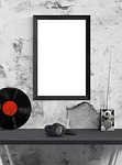 poster, frame, template, lp standing, radio, headphone, gray frame, gray radio, gray headphones, poster, radio, radio, radio, radio, radio, headphone